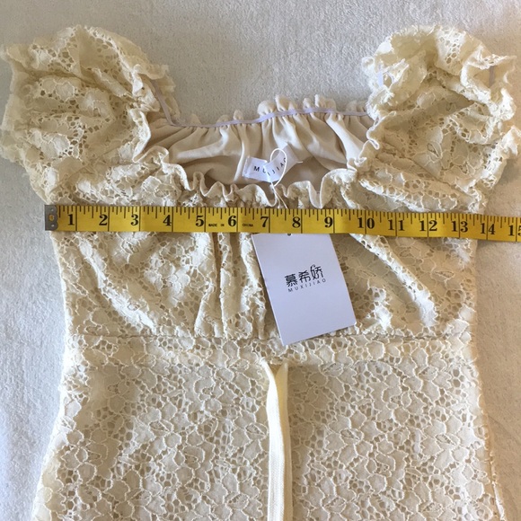 💖Lace bodycon off shoulder ruffle sexy cute Dress - Picture 12 of 14